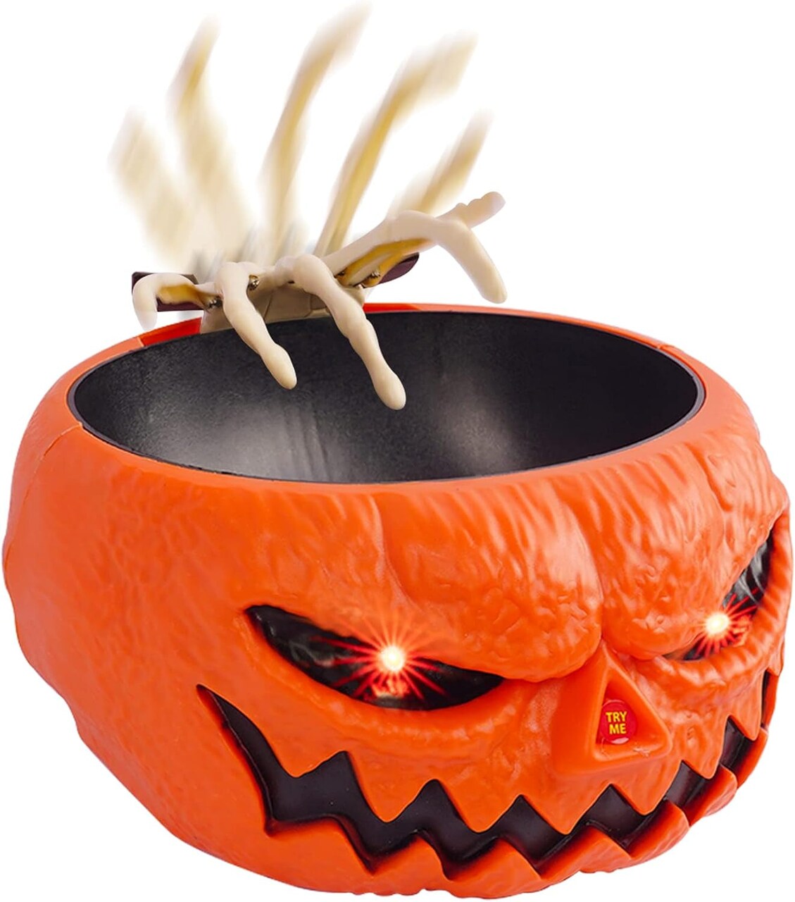 Halloween Candy Bowl, Animated Pumpkin Candy Holder, Lighted Red Eyes and Sound Candy Dish with Motion Activated for Trick-Or-Treaters Party